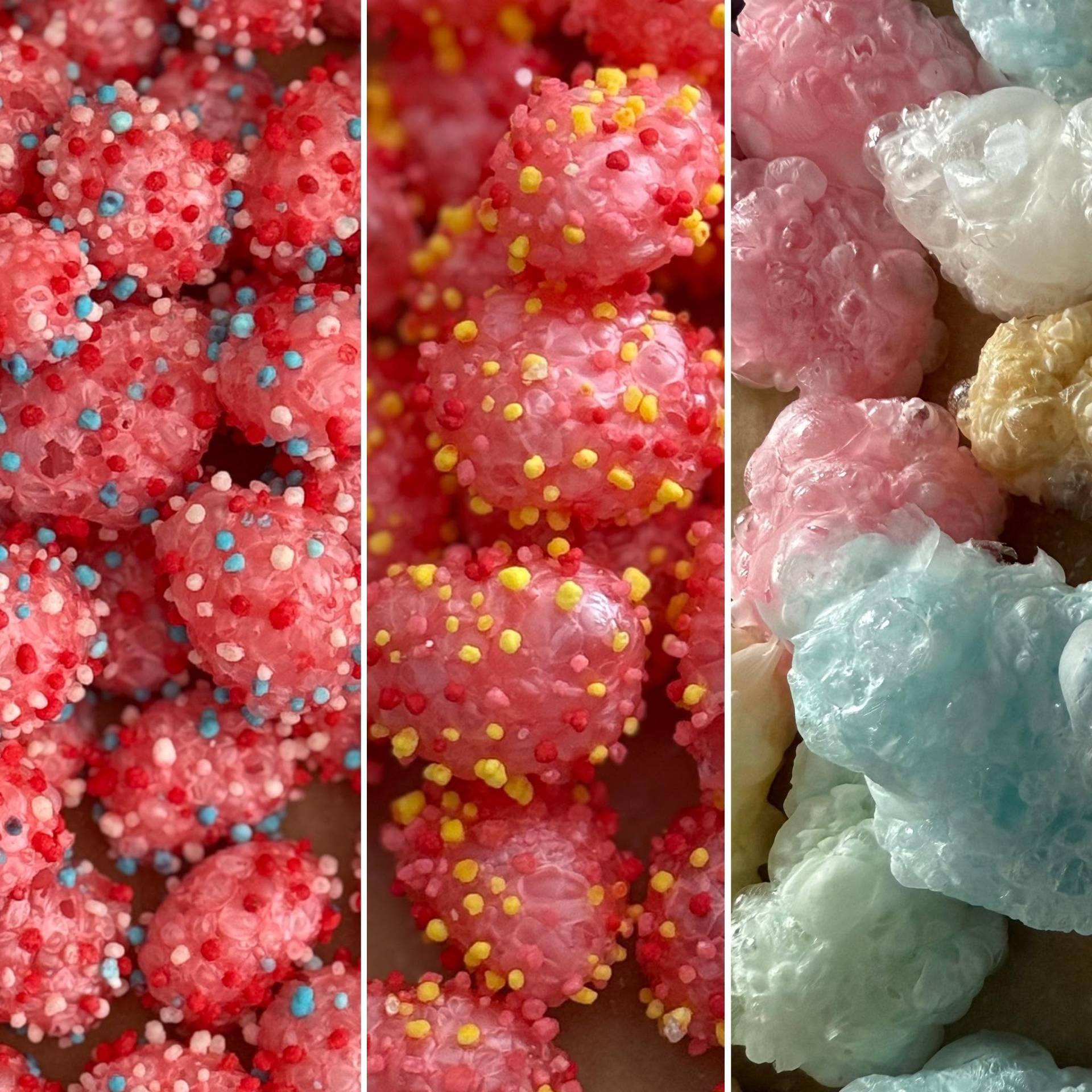 Freeze-dried candy close-ups